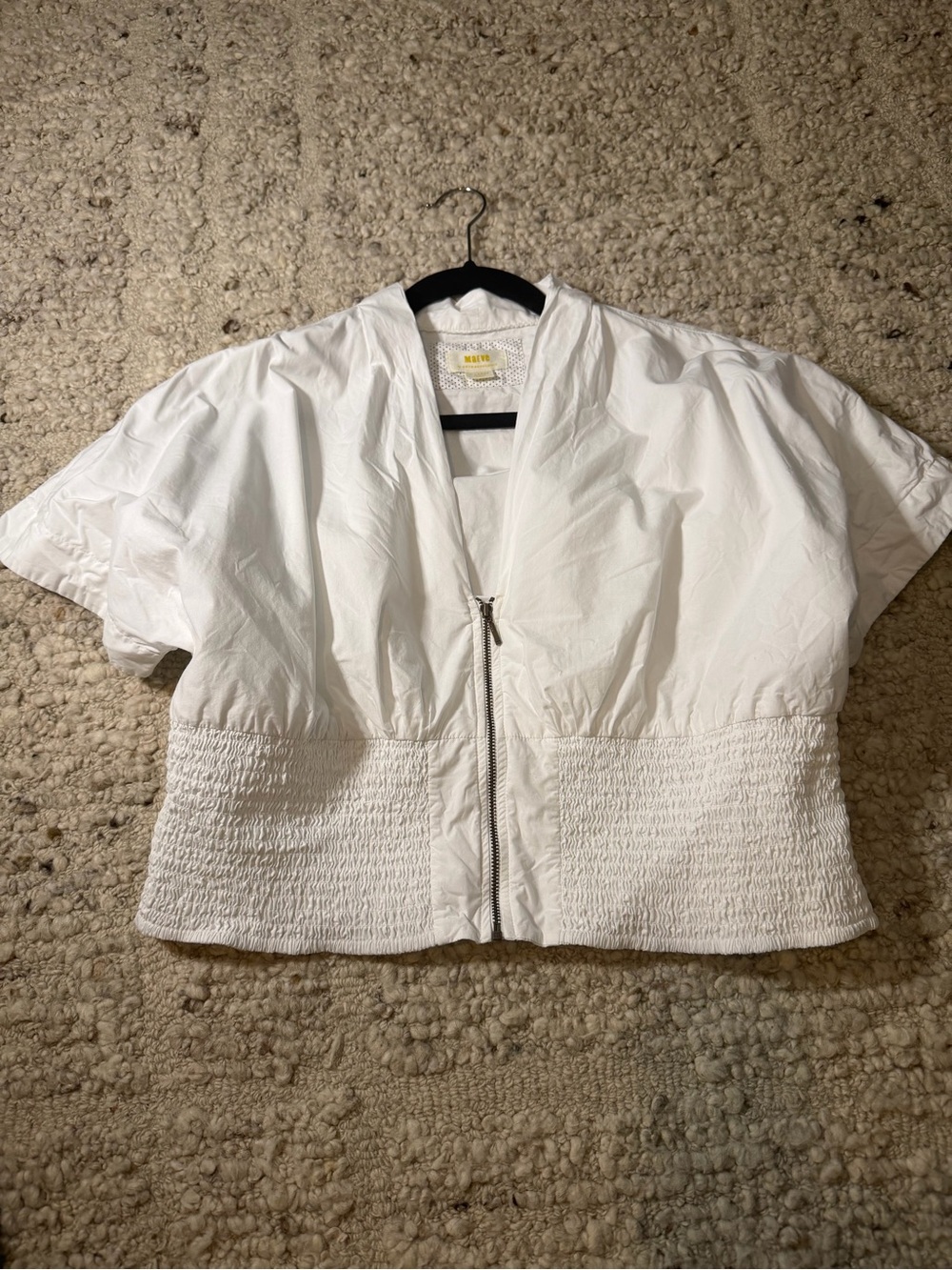 Anthropologie White Blouse with Black Trim